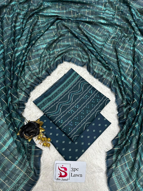 Bin Saeed Unstitched 3-Piece Lawn Suit - BU023