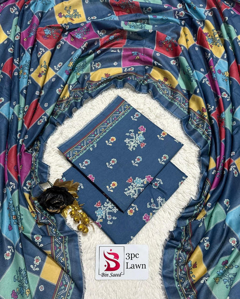 Bin Saeed Unstitched 3-Piece Lawn Suit - BU032