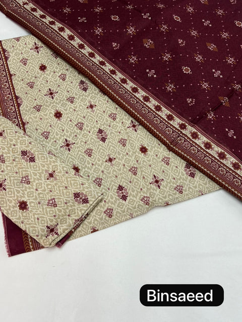 Bin Saeed Unstitch - 3pc Printed lawn