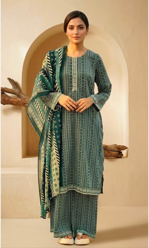 Bin Saeed Unstitched 3-Piece Lawn Suit - BU024