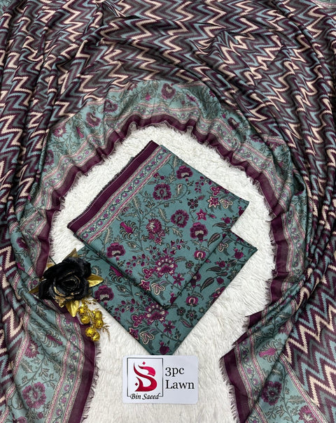 Bin Saeed Unstitch - 3pc Printed lawn