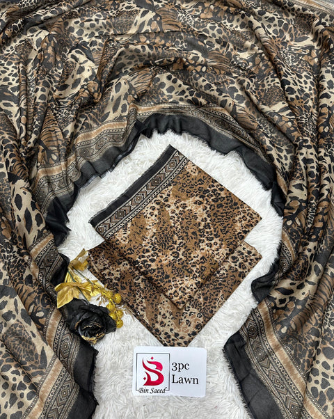Bin Saeed 3Pc - Lawn Unstitch