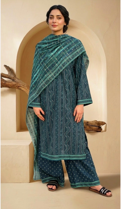 Bin Saeed Unstitched 3-Piece Lawn Suit - BU023