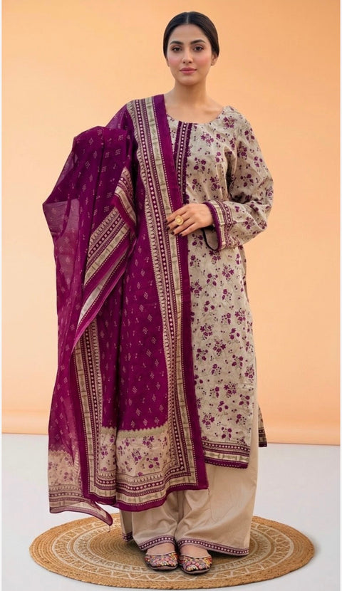 Bin Saeed Unstitched 3-Piece Lawn Suit - BU022