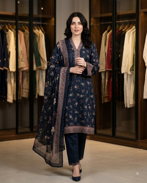 Bin Saeed Unstitched 3-Piece Lawn Suit - BU026