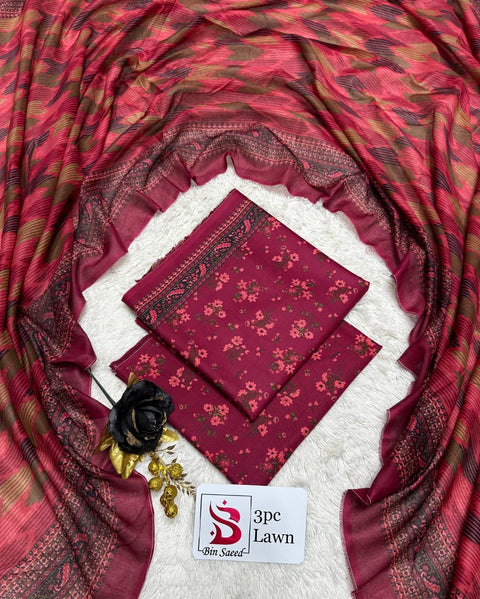 Bin Saeed Unstitched 3-Piece Lawn Suit - BU030