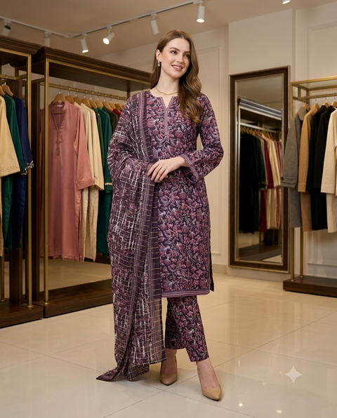 Bin Saeed Ready to Wear 3-Piece Lawn Suit - BS03