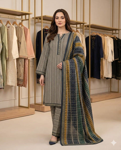 Bin Saeed Unstitched 3-Piece Lawn Suit - BU019